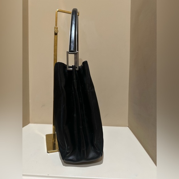 Prada Tessuto and Black Leather Metal Handle Bag - Picture 2 of 12